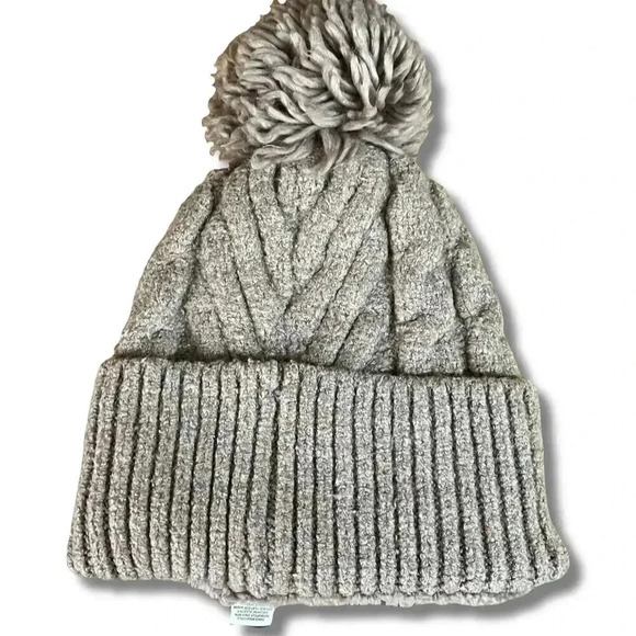 Universal Threads Unisex Cable Knit Pom Pom Beanie with Ribbed Cuff - Gray - Picture 4 of 4